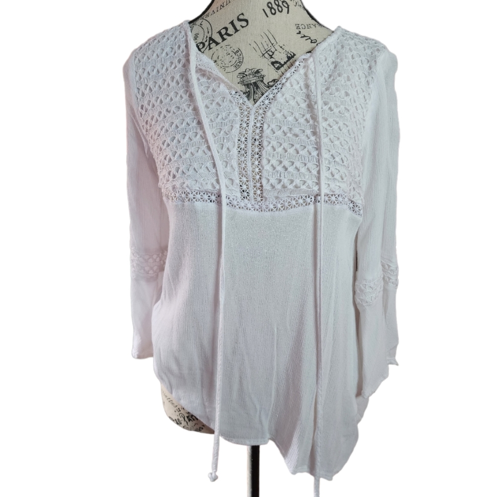 Diamante White Boho Shirt Size Small